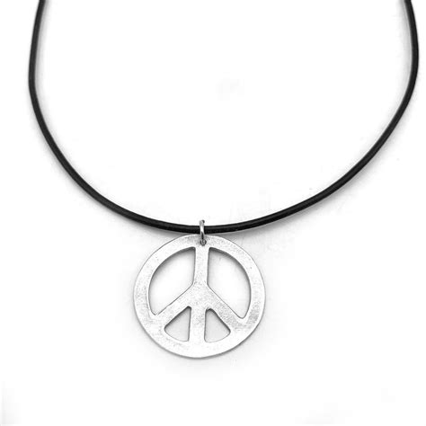 Love & Peace Leather Peace Necklace Silver Peace Sign - Etsy | Peace sign necklace, Peace ...