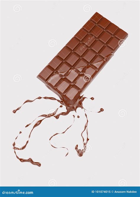 Chocolate Bar with Melted Chocolate Stock Illustration - Illustration ...