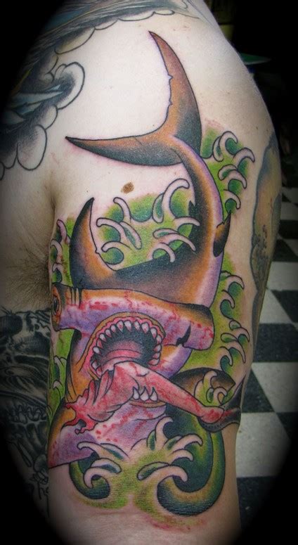 hammer head shark traditional tattoo by Kike Castillo: TattooNOW