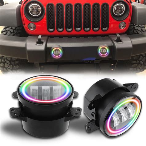 (2pcs/set) 4" Cree RGB Halo Rotating LED Fog Lights for 2007-2018 Jeep – Sunpie