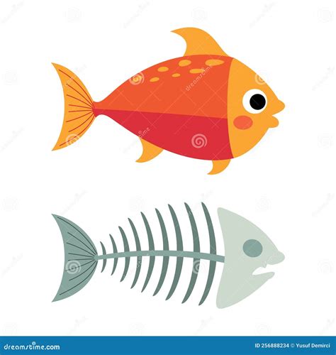 Cartoon Drawing of a Fish Bone Stock Illustration - Illustration of fish, skeleton: 256888234