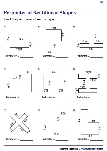 Perimeter of Rectilinear Shapes Worksheets | Shapes worksheets ...