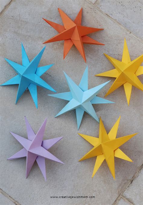 3D Paper Stars With 8 Points - creative jewish mom