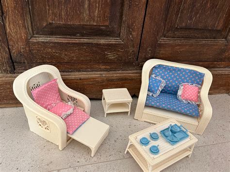 Vintage Mattel Barbie Dream Furniture White Wicker Lounger - Etsy