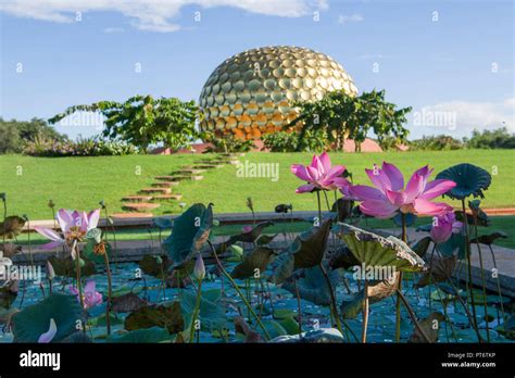 AUROVILLE, INDIA - September 2018: The Matrimandir Gardens and the Park of Unity Stock Photo - Alamy