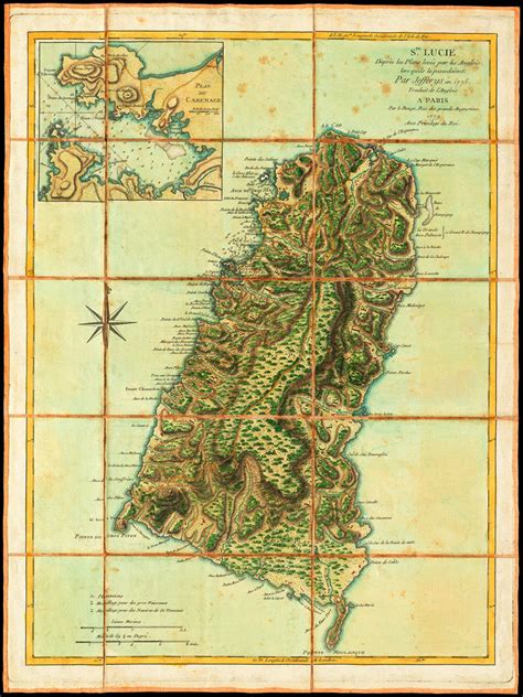 Map of St. Lucia, 1779, Sainte-Lucie, Le Rouge | Battlemaps.us