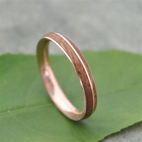 Comfort Fit Rose Gold Asi Bourbon Barrel Wood Ring, this comfort fit band showcases the ...