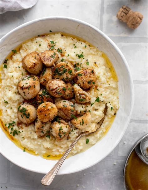 Scallop Risotto - Champagne Risotto with Brown Butter Scallops