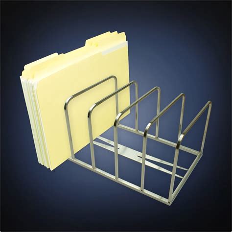 Office Products Adjustable Stainless Steel Table Desk Top File Magazine Holder Stacking Sorter ...