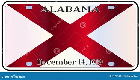 Alabama License Plate Flag stock vector. Illustration of drawing - 117498545