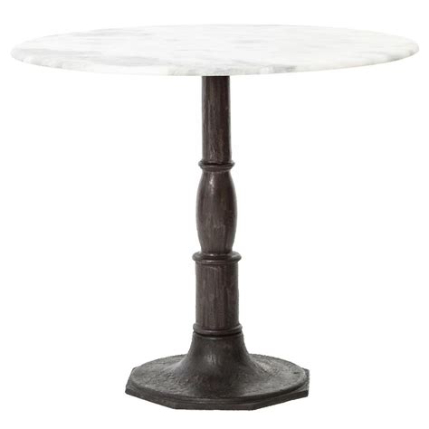 French Industrial White Marble Top Round Bistro Table 36" | Zin Home