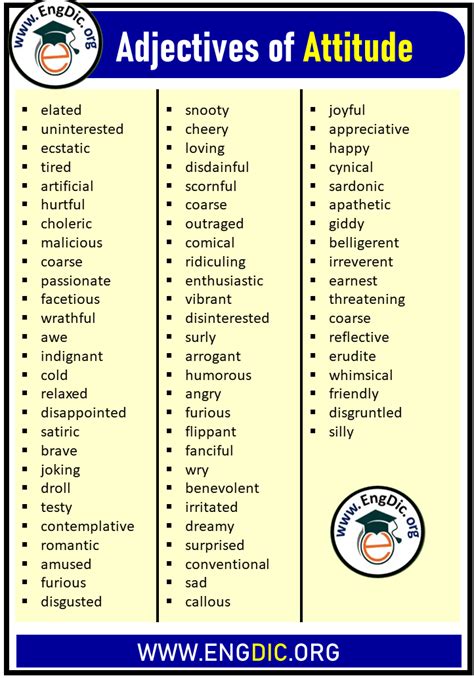 100+ List of Adjectives of Attitude, Definition, and Examples - EngDic