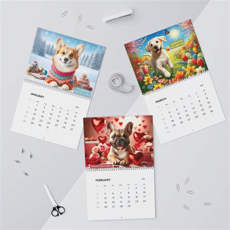 2024 Wall Calendar, 2024 Dog Calendar, Dog Breed Calendar, Unique Wall Calendar, 2024 Wall ...