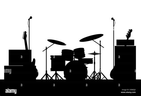 Silhouette of a rock bands equipment on stage isolated on white Stock Photo - Alamy