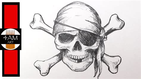 How to Draw a PIRATE SKULL in Pencil - YouTube