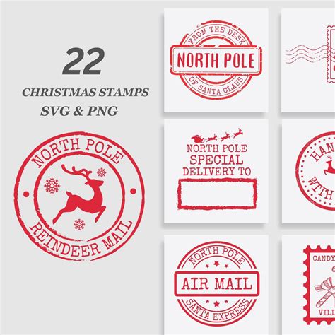 Santa Stamp SVG Bundle North Pole Svg Bundle Christmas Stamp - Etsy UK