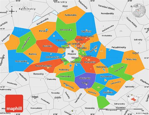 Political Simple Map of Moscow Oblast, single color outside, borders ...