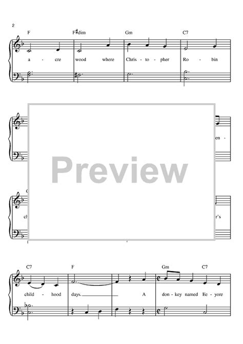 Winnie The Pooh" Sheet Music for Easy Piano - Sheet Music Now