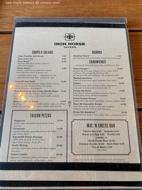 Menu at Iron Horse Tavern Folsom pub & bar, Folsom, 460 Palladio Pkwy