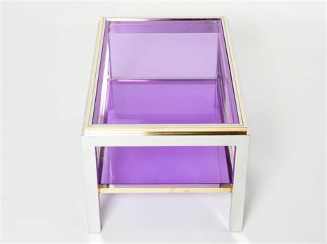 Pair of Two-Tier Brass Chrome End Tables Willy Rizzo Flaminia, 1970s at 1stDibs