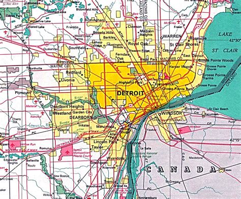 Detroit map - Map Detroit (Michigan - USA)