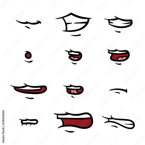 Set of Cartoon Mouth Poses Stock Vector | Adobe Stock