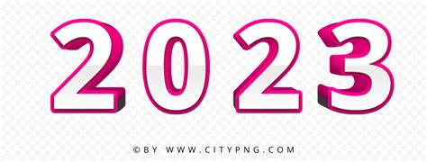 2023 Pink & White 3D Text Logo PNG | Citypng