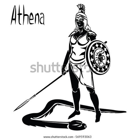 Goddess Greek Athena Roman Minerva Black Stock Vector (Royalty Free ...