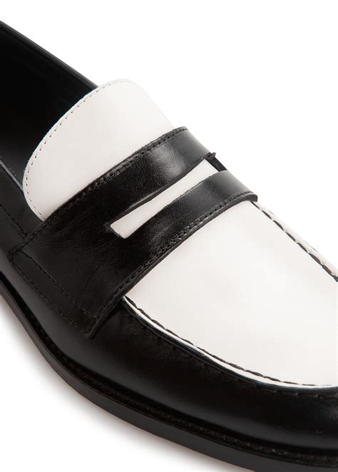 Mango Leather Penny Loafers in Black | Lyst