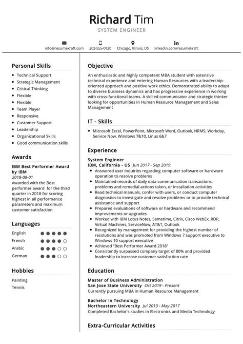 System Engineer Resume Template Example 2024 Writing Tips Kraft