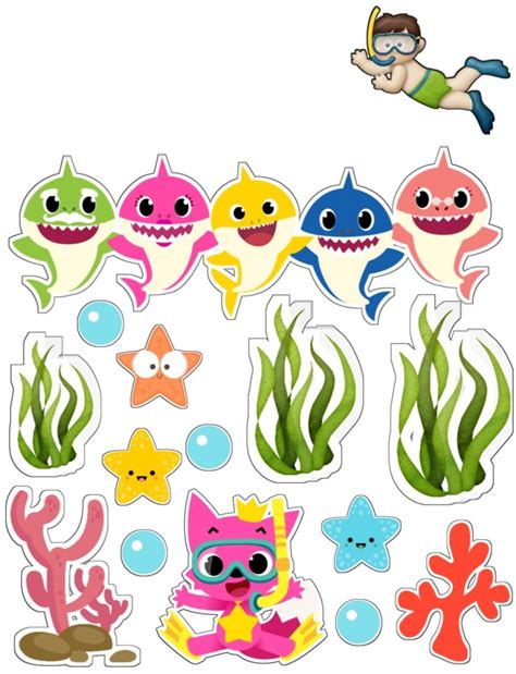 Baby Shark Under The Sea Free Printable Cake Toppers Shark Birthday | The Best Porn Website