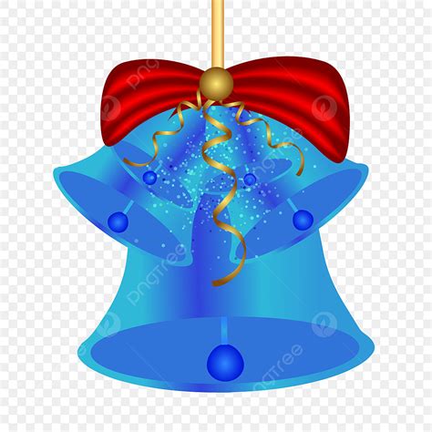 Red Bell Pepper Clipart Transparent Background, Christmas Bell Blue Color With Red Ribbon ...