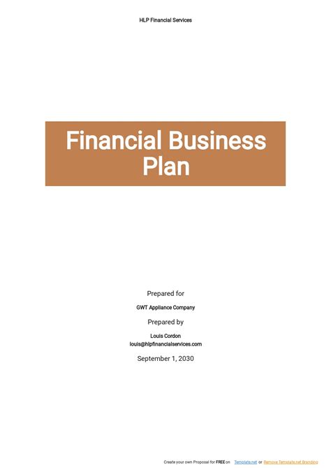 Financial Business Plan Template - Google Docs, Word, Apple Pages ...