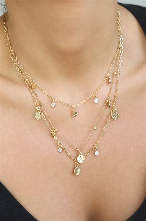 Crystal Detailed Triple Layer Necklace – Ettika