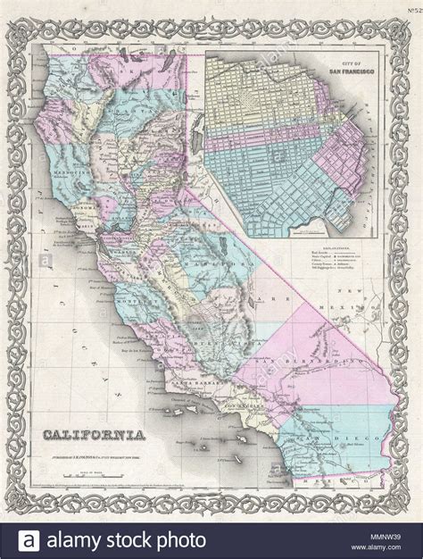 Map Of the California Gold Rush San Francisco 1849 Stock Photos San Francisco 1849 Stock Images ...