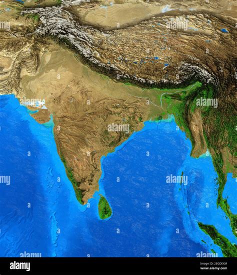 Physical map of India and Himalayas. Detailed flat view of the Planet ...