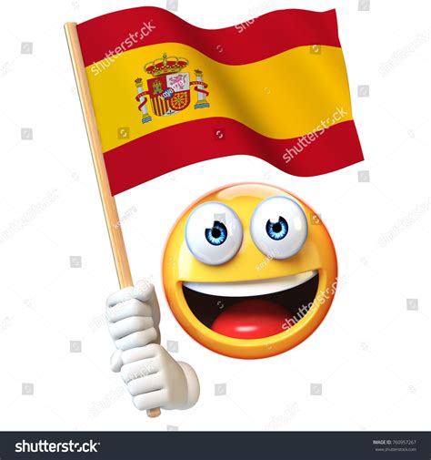 Emoji Holding Spanish Flag Emoticon Waving: ilustración de stock ...