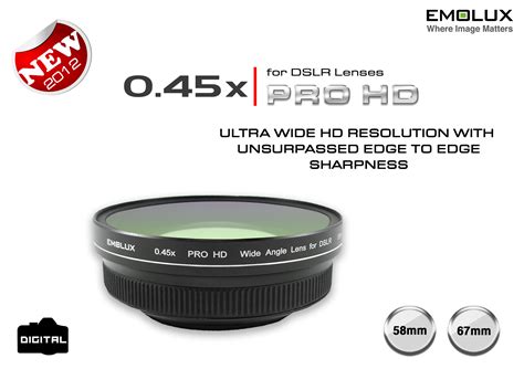 Emolux PRO5845HD 0.45x PRO HD wide angle conversion lens designed for DSLR | Dslr lenses, Wide ...