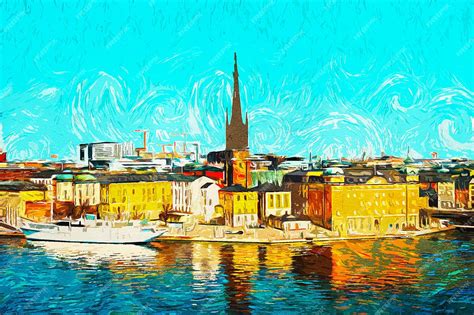 Premium Photo | Stockholm sweden oil paint landscape