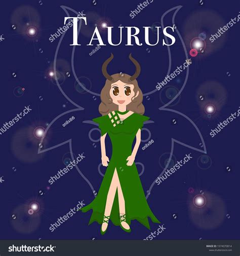 Taurus Zodiac Sign Anime Girl Green Stock Vector (Royalty Free ...