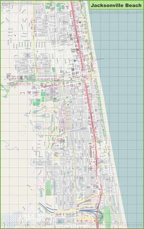 Large detailed map of Jacksonville Beach - Ontheworldmap.com