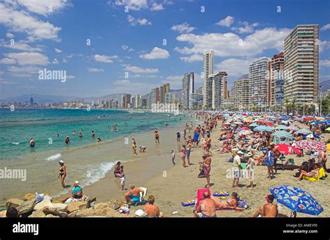 Benidorm Beach Costa Blanca Mediterranean Sea Spain Espana Iberian Stock Photo: 4977647 - Alamy