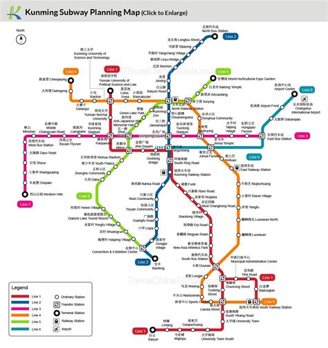 Kunming Metro Map, Planning Metro Lines Sketch Map