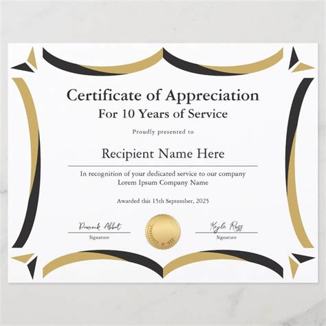 Certificate of Appreciation for Years of Service | Zazzle | Certificate of appreciation ...