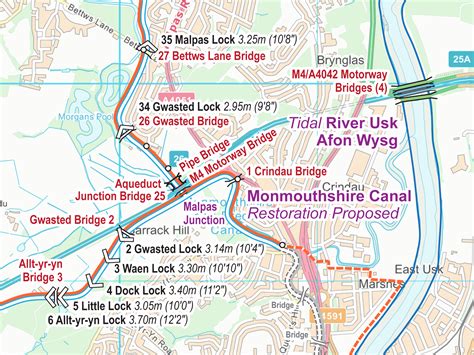 √ Lancaster Canal Map Bridge Numbers