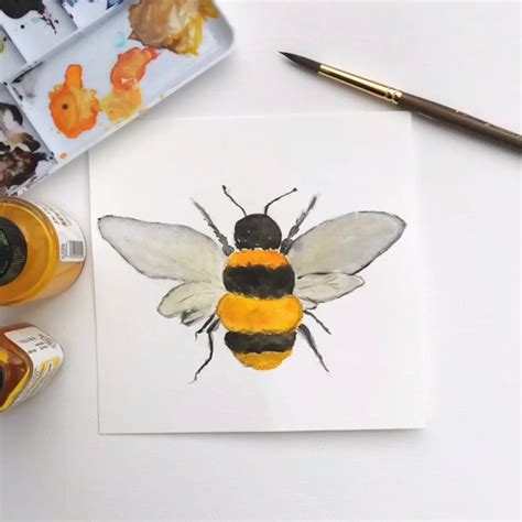 Watercolor bee painting – Artofit