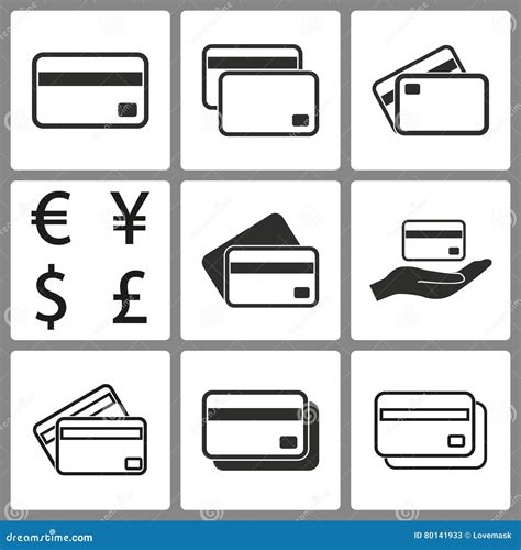 Set of Credit Card Icons. stock vector. Illustration of loan - 80141933