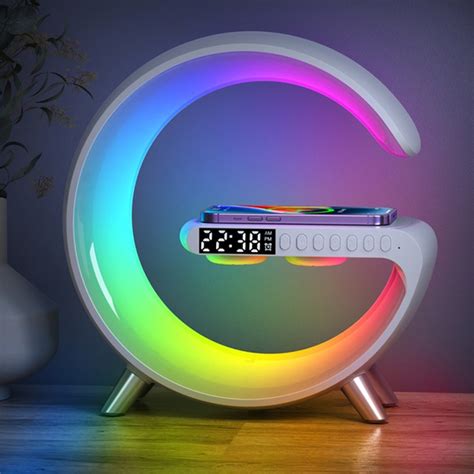 Wireless Charger Stand Led Rgb Night Light Desk Lamp Speaker App Control Qi Fast Charging ...
