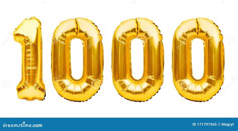 Number 1000 One Thousand Made of Golden Inflatable Balloons Isolated on ...