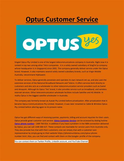 Calaméo - Optus customer service | phone number | Optus technical support